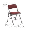 thumbnail image 6 of Flash Furniture HERCULES Series Curved Triple Braced & Double Hinged Burgundy Patterned Fabric Metal Folding Chair, 6 of 12