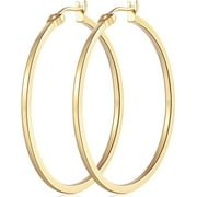 ZDYDJ 14K Gold Hoop Earrings for Women Large Gold Hoop Earrings Round Square-edge Gold Earrings for Women 14 Karat Gold Hoops Earrings Womens Hoop Earrings (40mm)