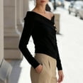 thumbnail image 7 of HongQid Women's Casual Long Sleeve Off-The-Shoulder Tee Going Out Tops, 7 of 7