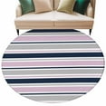 thumbnail image 2 of Pink Grey Striped 8' Round Area Rug, Farmhouse Stripes Modern Abstract Art Washable Non-Slip Large Circle Rugs for Living Room Bedroom, Soft Low Pile Rug Carpet for Dining Room Kitchen Farmhouse, 2 of 9