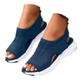 thumbnail image 3 of kamemir Wedges for Women Open Toe Buckle Ankle Strap Espadrilles Flatform Wedge Casual Sandal(Blue,7.5), 3 of 6