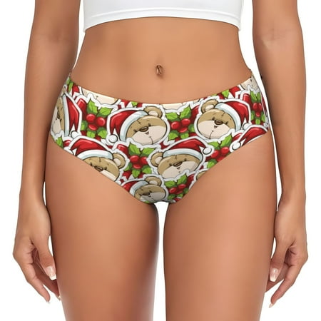 Uemuo Christmas Hat bear Pattern Women s Cotton Underwear Full Coverage Briefs Soft Stretchy Breathable Underwear Brief-X-Small