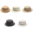 thumbnail image 5 of Breathable Elegant Big Brim Panama Hats Korean Flat Caps Outdoor Sun Hats UV Protection Caps Summer Sunscreen Hats Letter M British Beach Caps Women Straw Hats KHAKI, 5 of 8