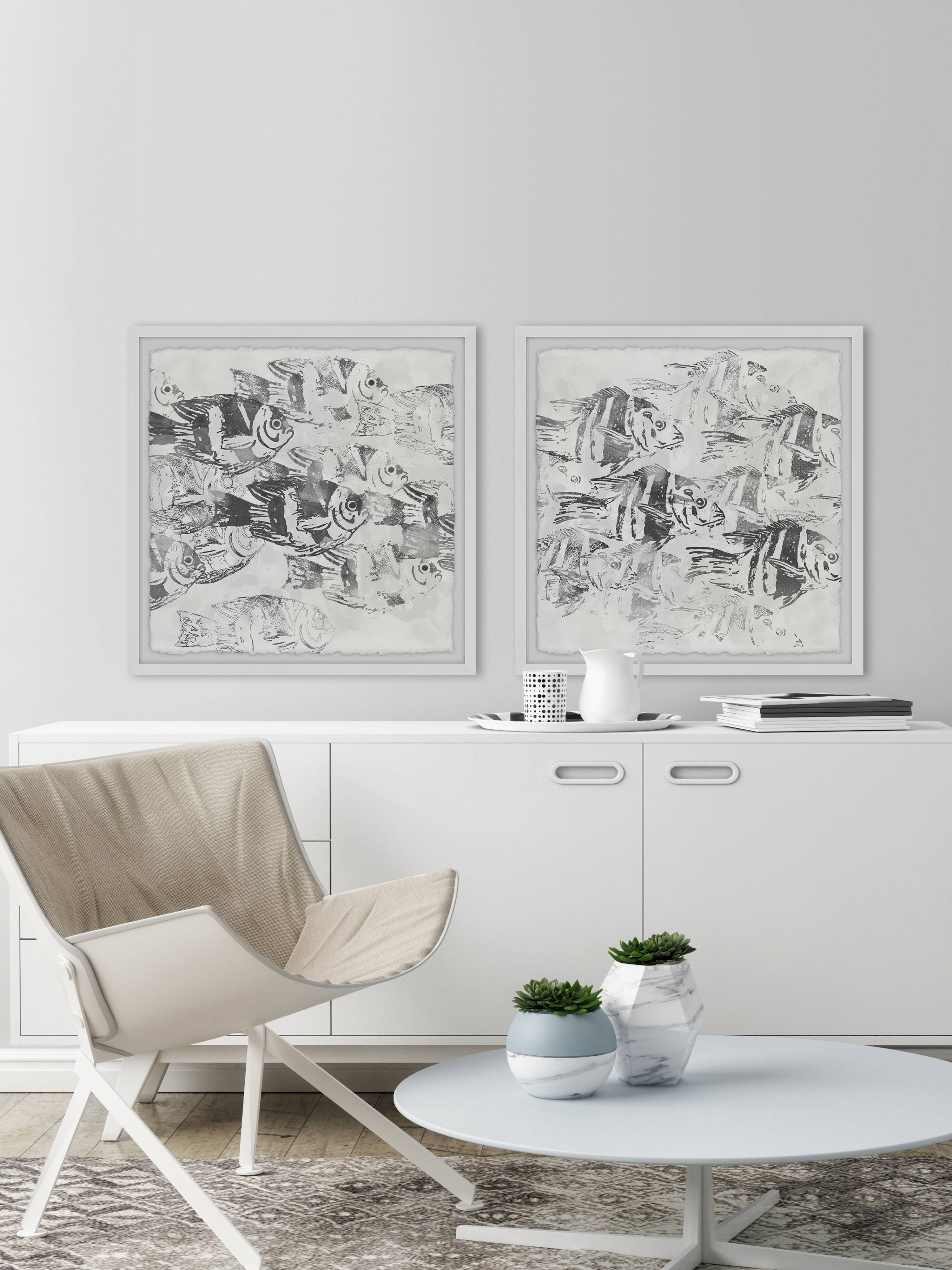 Marmont Hill Sea life Batik x iv Diptych, Art Prints 24.00" x 1.50"