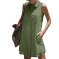thumbnail image 7 of Women's Casual V-Neck Short Sleeve Tunic Dress with Pockets, Solid Color Summer Tank Dress for Daily Wear and Outings, 7 of 7