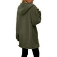 thumbnail image 5 of Women's Fashionable Fall Winter Coat Solid Color Long Sleeved With Pocket Loose Fleece Hooded Zipper Up Plush Jacket, 5 of 7