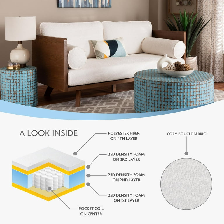 Baxton Studio Uriel Mid-Century Sofa Boucle Fabric - Walmart.com