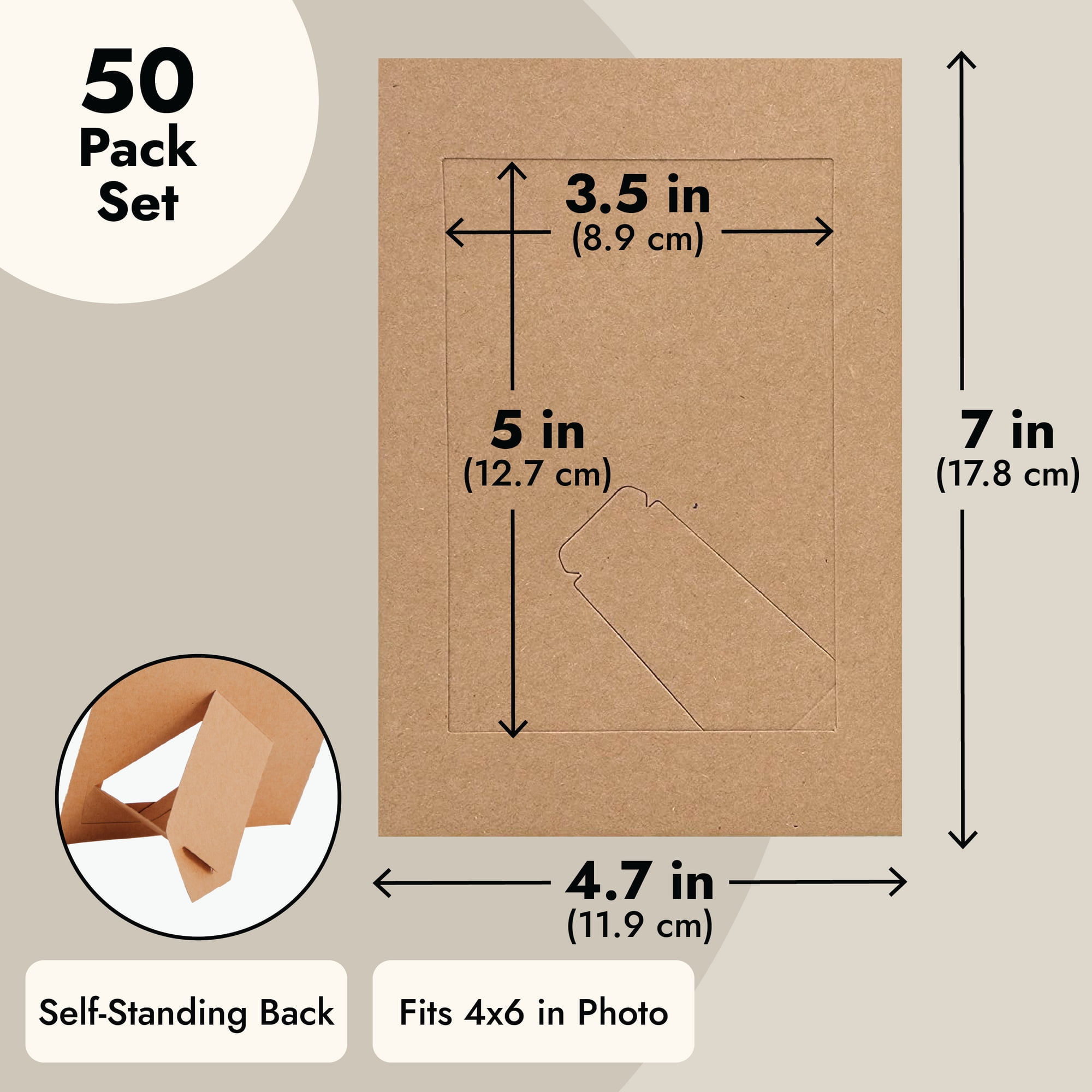 50 Pack 4x6 Inch Cardboard Paper Picture Frames with Clips and