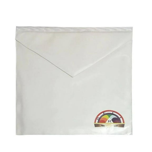 International Order of the Rainbow for Girls White Apron – Printed Emblem, Adjustable Fit, Premium Masonic Regalia