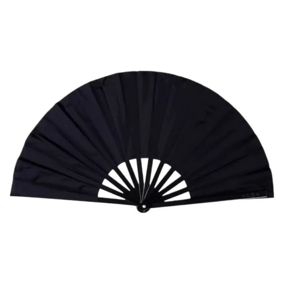 Ngardk Fans for Line Dancing, Folding Hand Popping Rave Black 1-Pack Large