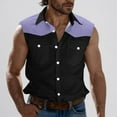 thumbnail image 2 of Atogsazn Men's Cargo Tank Top Casual Button Down Sleeveless Shirts with Pockets Top Clothes Trendy 2025 Purple S, 2 of 5