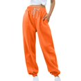 thumbnail image 4 of Makaor Sweatpants for Women with Pockets Solid Baggy Fleece Loose Joggers with Elastic Waist Orange M, 4 of 6
