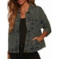 thumbnail image 3 of Chaqueta Vaquera Holgada Estilo Boyfriend para Mujer Gris M, 3 of 9