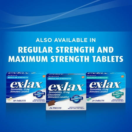 Ex-Lax Regular Strength Chocolated Stimulant Laxative Constipation Relief Pills for Occasional Constipation - 12 Count