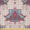 thumbnail image 2 of Ambesonne Boho Fabric by the Yard Microfiber, Paisley Leaves Folk Art, 2 Yards, Rose Magenta and Pale Pink, 2 of 2