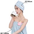 thumbnail image 2 of Falda de ducha absorbente de secado rápido para baño de spa y turbante para secar el cabello, juego de 2 piezas, 2 of 5