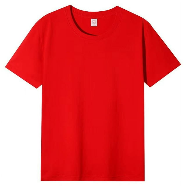 Sélectionné Chemise à Manches Courtes en Coton Pur Col Rond Parent-Enfant, Haut Ample de Sport Décontracté pour Fête