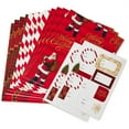thumbnail image 4 of Hallmark Flat Christmas Wrapping Paper Sheets With Cutlines on Reverse and Gift Tag Seals (12 Folded Sheets, 16 Gift Tag Stickers) Red, White and Gold Stripes, Santa Claus, Snowflakes on Plaid, 4 of 9