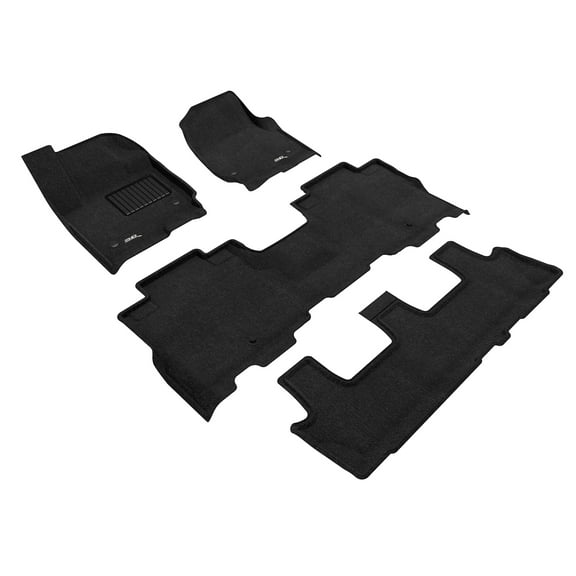 3D MAXpider Carpeted Floor Mats Compatible with 2018-2021 Ford Expedition Custom Fit Car Floor Liners, Elegant Series(1st, 2nd & 3rd Row, Black)