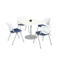 KFI Studios Mode Square 3' Dining Table Set, Designer White, 4 Navy KOOL Chairs