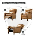thumbnail image 3 of Genuine Leather Recliner Chair Push Back Upholstered Armchair Wingback Lounge Sofa Wood Leg Home Decor Living Room Bedroom Camel, 3 of 8