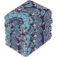 thumbnail image 3 of Foral Paisley Print Washcloth 12x12in Set, 4 Pack Absorbent Cotton Towel Square Kitchen Dishes Towels, Soft Cleaning Face Hand Towel Fast Drying, 3 of 7