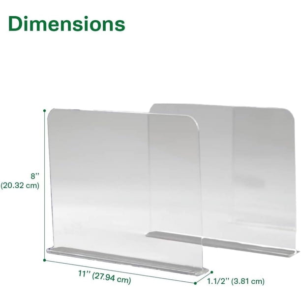 2 separadores de estantes de acrílico transparente para armarios - Organizador de estantes de armario y almacenamiento para ropa, camisetas, libros, suéteres - Divisor de estantes de 11 x 8,2 pulgada