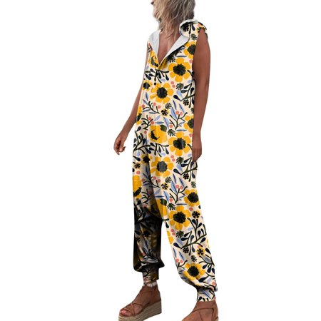 

Womens Full Length Pants Overalls Clearance Pattern Casual Leisure Bib Pants Coverall With Pockets Trouser Long Pant Bodysuit One-Piece Leotard Scrub Pants for Women Yellow S
