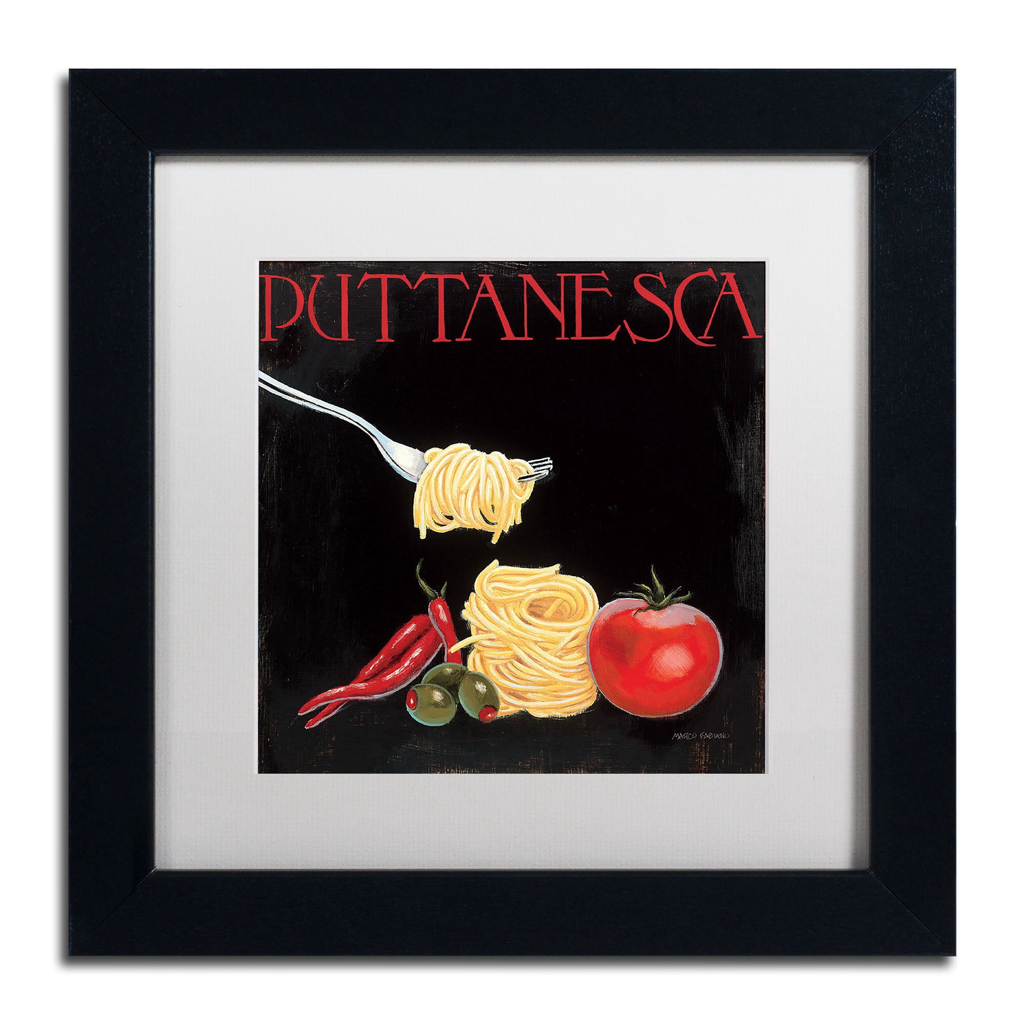 Trademark Fine Art "Italian Cuisine I" Canvas Art by Marco Fabiano White Mat, Black Frame