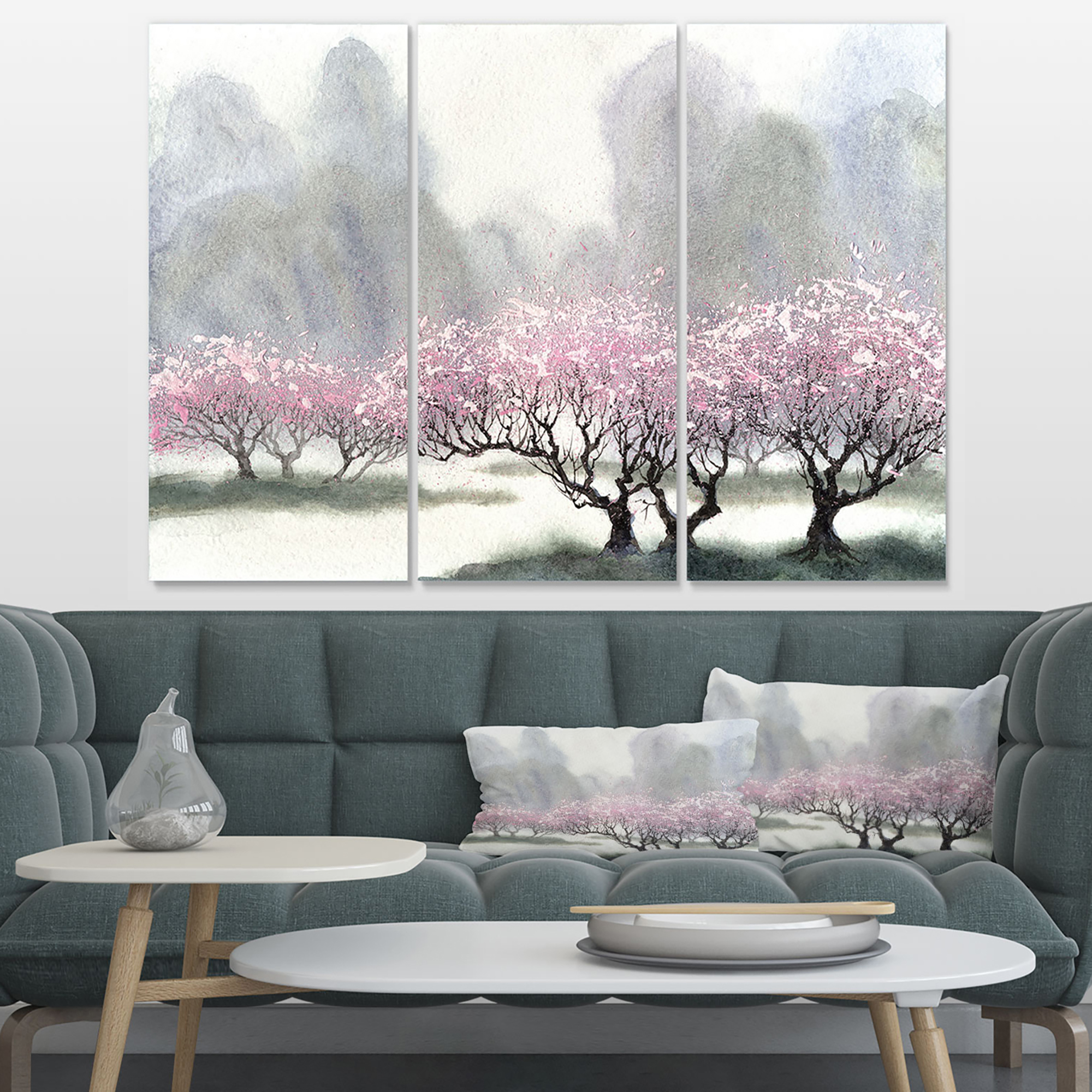 Designart 'Flowering Trees at Spring ' Landscape Art Print Canvas