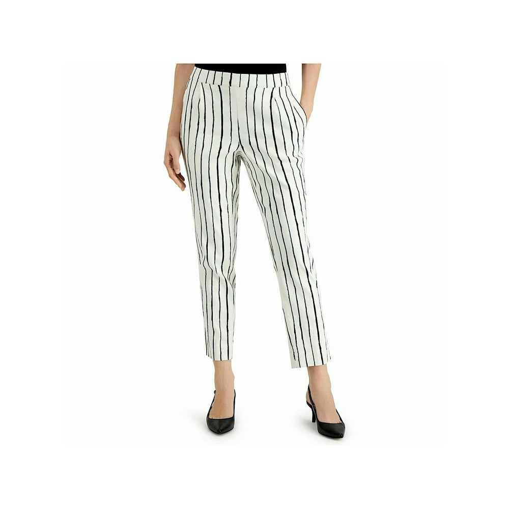 black and white striped capri pants