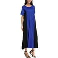 thumbnail image 2 of SUNNYME Robe Longue Maxi Ample à Manches Courtes Bicolore Décontractée pour Femmes, 2 of 4