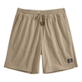 thumbnail image 2 of Nestiefly Men's Casual Shorts Waffle Elastic Waist Drawstring Workout Running Jogging Beach Sweat Shorts with Pockets Khaki 3XL, 2 of 5