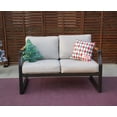 thumbnail image 2 of Direct Wicker Patio Outdoor Loveseat Conversation Double Sofa Furniture Bench with Cushion, Black, 2 of 7