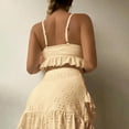 thumbnail image 4 of Lopeceal Eyelet Three Piece Bathing Suit for Women Knot Front Cami Bikini Tops Underwear Swim Skirt Ruffle Slim Cute Swimsuit, 4 of 6