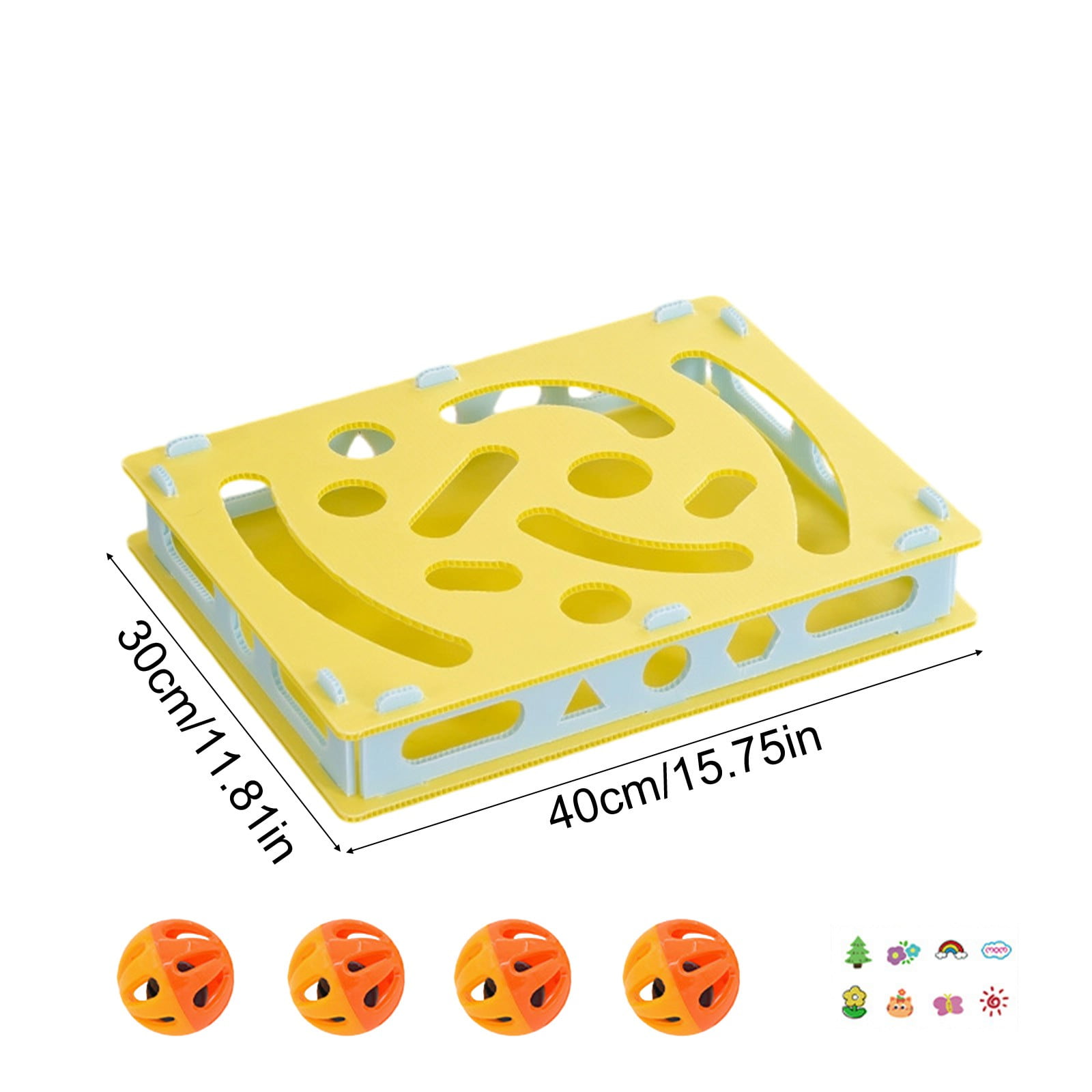 Large Interactive Cat Toy with Rolling Balls & Maze Tracks, Self-Play Activity Puzzle for Indoor Cats, Multi-Pet Stimulation Game Yellow