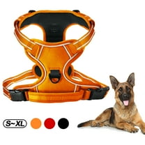 Dog Harness, No-Pull Pet Harness with 2 Leash Clips, Adjustable Soft Padded Dog Vest, Reflective No-Choke Pet Oxford Vest with Easy Control Handle for Large Dogs, Orange, XL