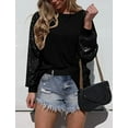 thumbnail image 5 of ALLTB Women's Sequin Tops Sparkle Long Sleeve Blouses Shimmer Glitter Sweatshirt Party Crewneck Loose Fit Shirts, Black, 5 of 6