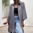 thumbnail image 3 of Fall Spring Women Coat Irregular Hem Loose Open Stitch Solid Color Dolman Sleeve Poncho Turn-down Collar Cardigan Dating Commuting Cape Jacket, 3 of 7
