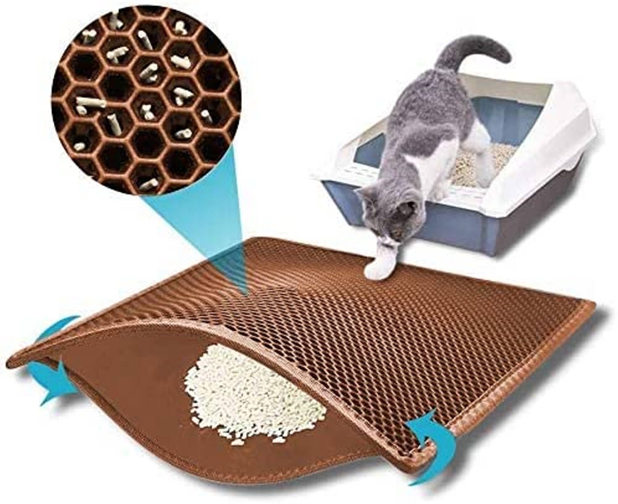 kaxionage Cat Litter Mat, 30" X 24" Litter Box Double