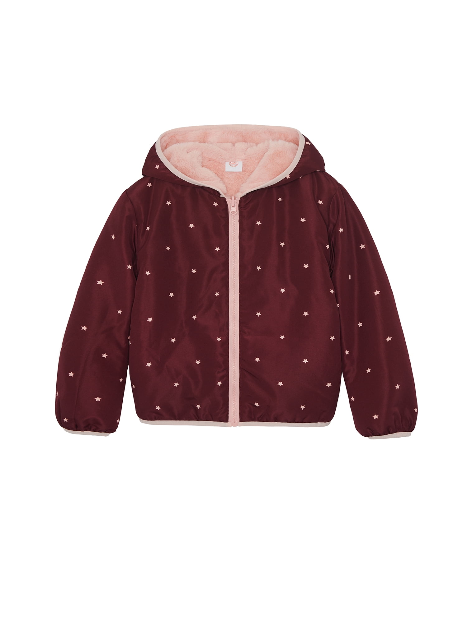 Wonder Nation Toddler Girl Faux Fur Reversible Jacket, Sizes 12M-5T
