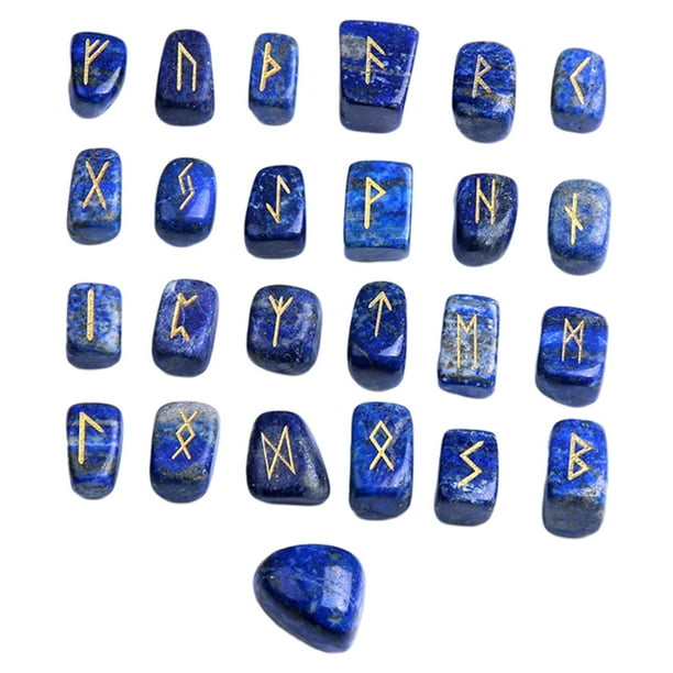 25 piezas de piedras de runas, cristal grabado de brujería irregular para meditación, decoración para hogar, regalos de año , artes y manualidades lapislázuli Hugo piedras naturales