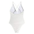 thumbnail image 3 of Women Halter One Piece Swimsuit Sexy Ruffle Backless Bathing Suit Plunge V Neck Classic Coverage Bottom, 3 of 4