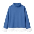 thumbnail image 5 of Chandails d'Hiver Grande Taille pour Femmes Mode Décontractée Imprimé Col Roulé Manches Longues Chandail en Molleton Drôle Chandails à Capuchon Bleu TTG, 5 of 5