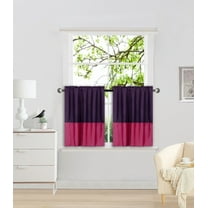1 SET ANY CURTAIN SEMI SHEER ROD POCKET PANEL 2 TONE SOLID COLORS PURPLE / HOT PINK CAN SEE THRU TREATMENT WINDOW KITCHEN, BATHROOM SIZE 30" WIDE X 36" LENGTH