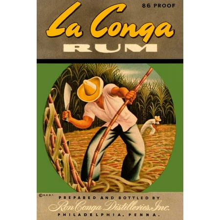 - La Conga Rum Stretched Canvas - Vintage Booze Labels (24 x 36)