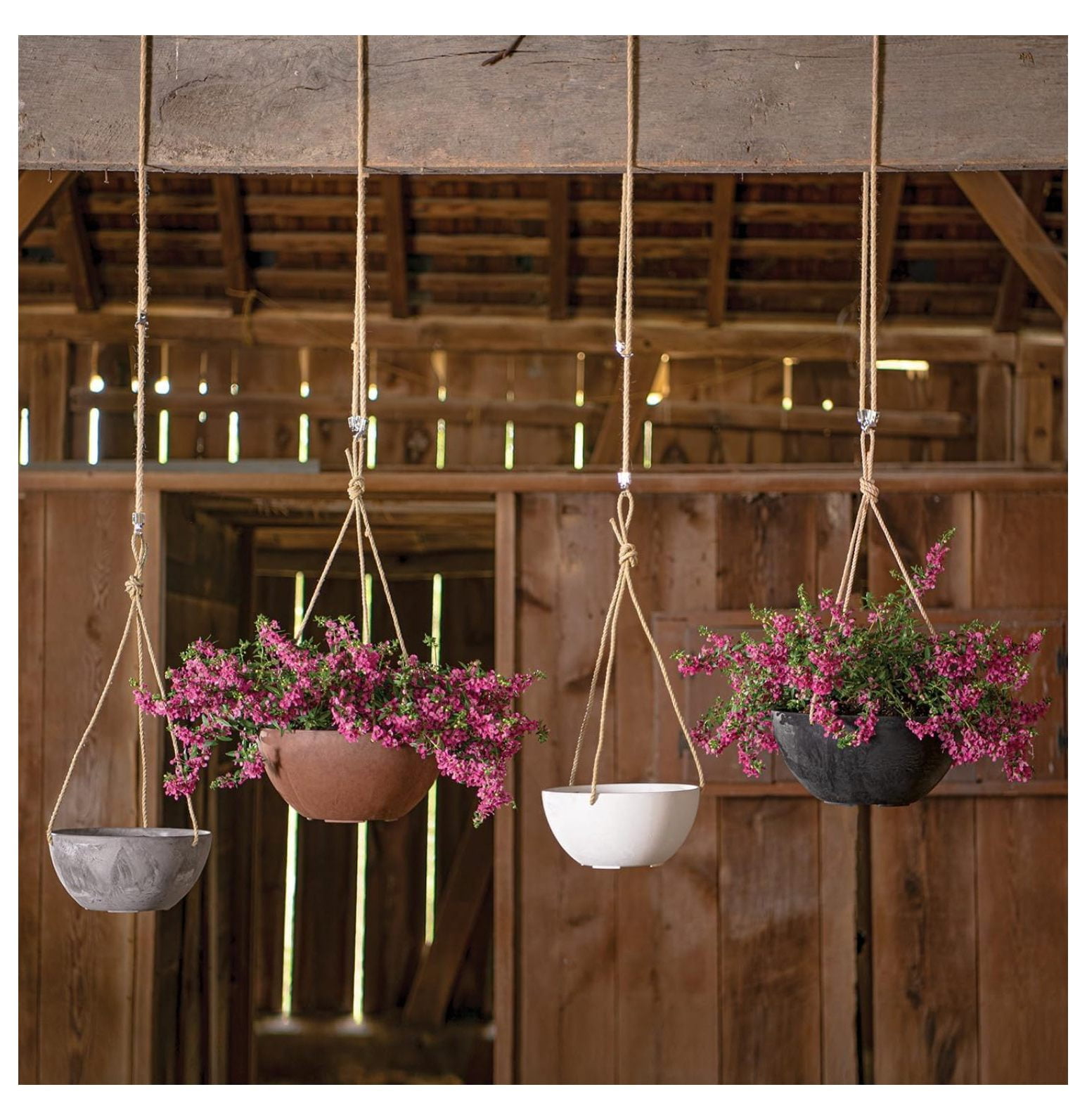 Hanging Planter Self Watering, 12" Marbled Hanging Basket Indoor Outdoor, Rust Color, Eco-Friendly Stone & Plastic, Modern Decorative Plant Holder
