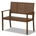 thumbnail image 1 of Gymax Patio Loveseat Bench w/ Solid Rubber Wood Frame & Hand Woven PU Leather All Weather, 1 of 4