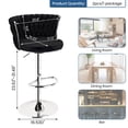 thumbnail image 3 of Lamerge Black Bar Stool Set of 2, Velvet Swivel Bar Chairs Counter Height Barstools with Back & Footrest, Adjustable Counter Stools Island Chairs for Kitchen, Bar, Dining Room, 3 of 7