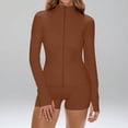 thumbnail image 5 of Plus Size Workout Sets for Women 2 Piece Outfits Tracksuits Sweatsuit Sets Long Sleeve Zip Up Running Jacket High Waist Shorts Set, 5 of 7